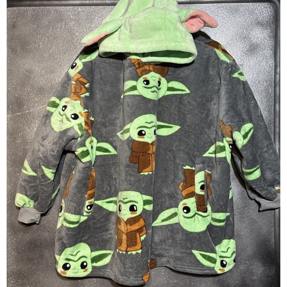 Star Wars Grogu Baby Yoda Wearable Blanket Hoodie OS Kids Oversized Fleece
